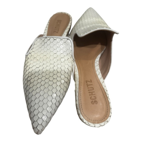 Schutz Leather White Women's Mules US 9 - Picture 2 of 3